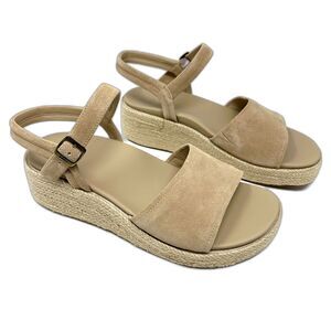 Abeo Solstice Buckle Beige Neutral Suede Leather Lined Sandals Size 10 NWT